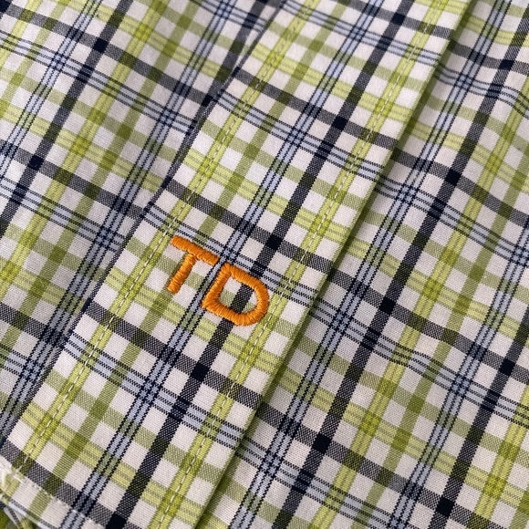 THOMAS DEAN button down💙💚100% Pima cotton!Front pocket,curved hem, cool design - Picture 6 of 8